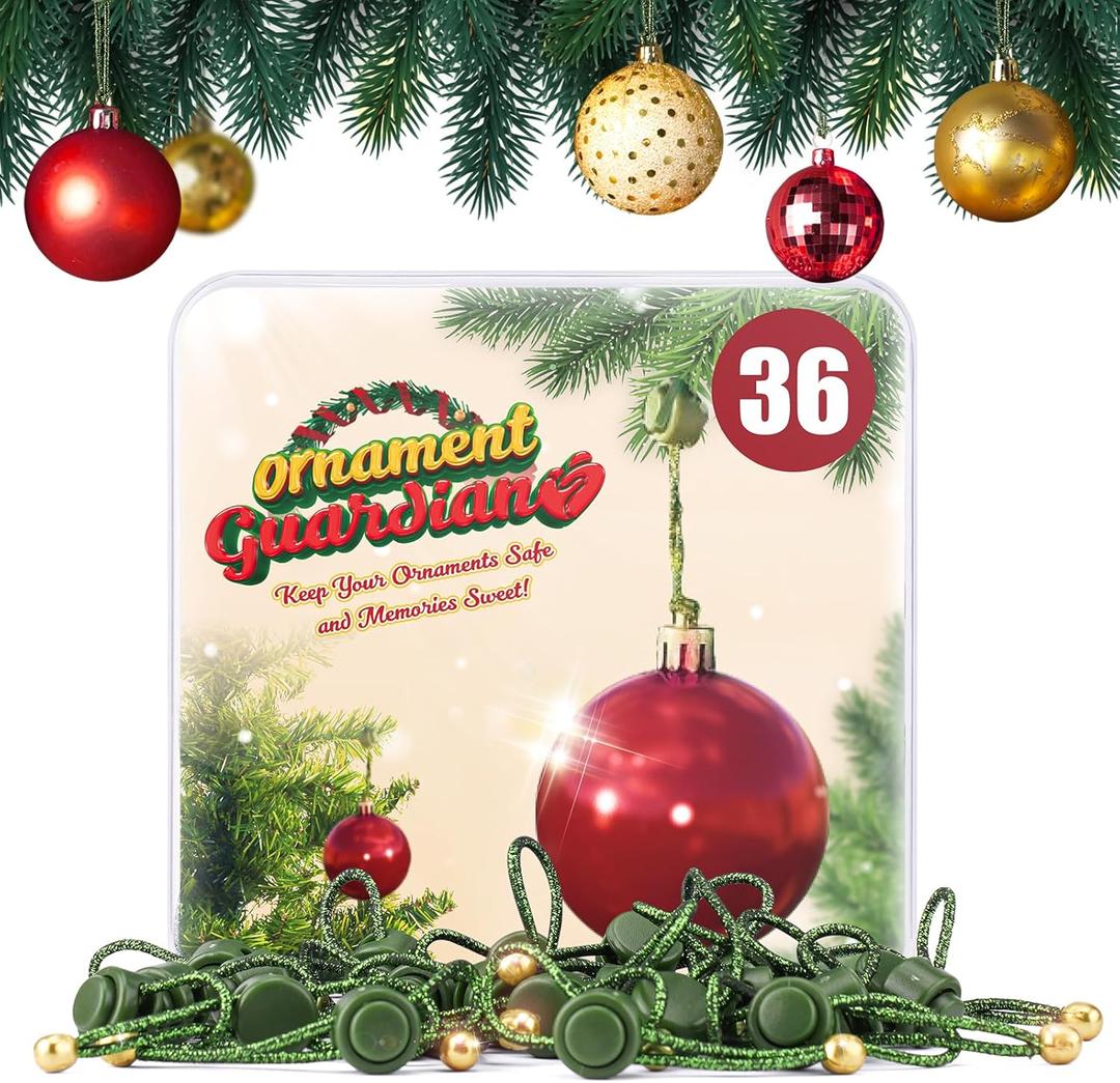 Christmas Ornament Guardian, Adjustable Ornament Hooks for Hanging Small Large Heavy Ornaments, Ornaments Hanger Hooks for Christmas Tree Hanging Holiday Ornaments (36)