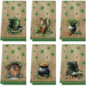 St. Patrick's Day Kitchen Towels 18x26 Inch Vintage Kitchen Dish Towels Hand Towels Seasonal Holiday Anniversary Indoor Bathroom Decoration Set of 6