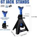 Jack Stands 6 Ton with Double Locking, 12000 lb Capacity, Heavy Duty Car Jack Stands with Rubber Pads, Adjustable for Lifting SUV, Pickup Truck Garage, 1 Pair Blue and Black