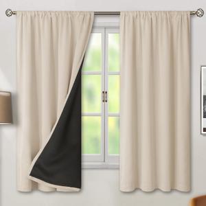 BGment Champagne Blackout Curtains for Bedroom 63 Inch Length, Thermal Insulated Full Room Darkening Soundproof Window Curtains Drapes with Rod Pocket, 2 PanelsEach Panel 52 Inch Wide