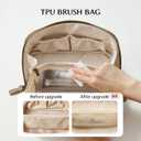 EACHY Travel Makeup Bag, Large Capacity Cosmetic Bag for Women, Waterproof PU Leather, Flat Open Portable Toiletry Bag for Skincare, Brushes & Travel Essentials