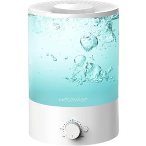 MegaWise 3.5L Cool Mist Humidifier  Whisper-Quiet Ultrasonic Vaporizer for Baby Nursery, Bedroom & Office | Top-Fill Design, Essential Oil Diffuser, Easy to Clean, 7-Color Night Light, Auto Shut-Off