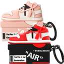 [2Pac] Compatible Airpods Pro 3 Case (2025),3D Cute Cartoon Shoe Box Soft Silicone Protective Cases for Apple AirPods Pro 3rd Generation Case,Airpod Pro 3 Cover with Keychain for Women Men,Red+Pink