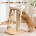 Modern Cat Tree Small Tower with Scratching Post for Indoor, 28inch Solid Wood Corner Cat Tree Tower with Bed, Cat Climbing Ladder, Dangling Ball,Interactive Rope,Scratching Post