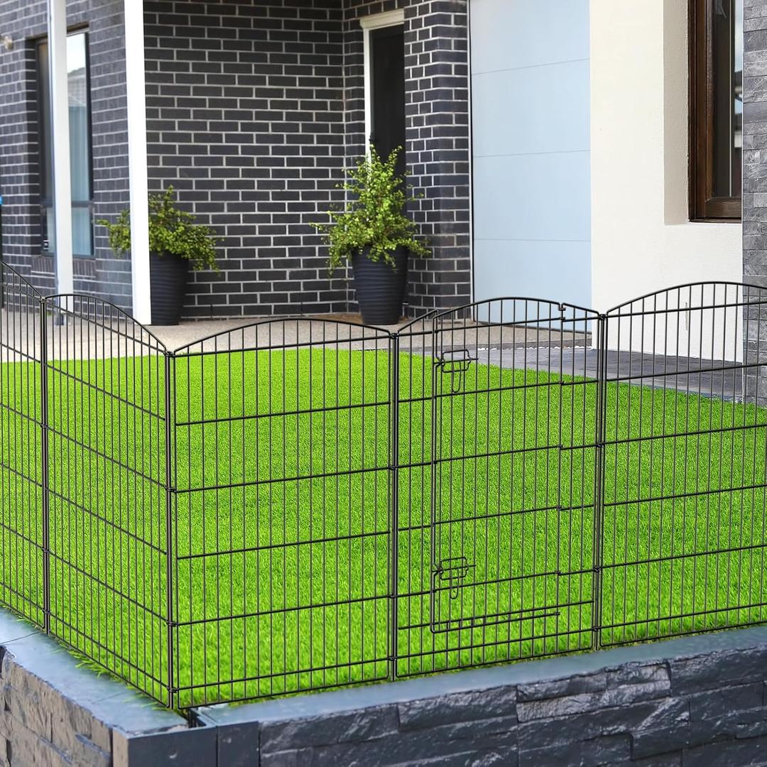 INJOPEXI Decorative Garden Fence 6 Panels 13ft (L)36in (H) Animal Barrier Fences with 5 Panels + 1 Gate, No Dig Garden Fencing Rustproof Metal Wire Temporary Rabbit Dog Fence for Patio Outdoor Yard