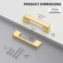 10 Pack 3 Inch Brushed Gold Cabinet Pulls Solid Zinc Alloy Gold Cabinet Handles - Brushed Brass Dresser Drawer Pulls for Kitchen Cabinet Hardware Zinc Alloy Handles