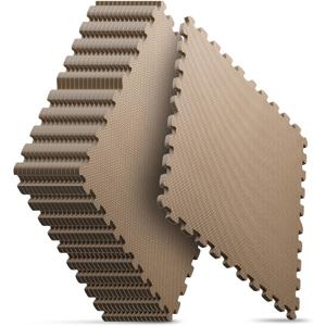 Home Gym Mat, Puzzle Exercise Mat, EVA Interlocking Foam Floor Tiles for Home Workout Equipment and Kids' Play Areas - Blue, 24 in x 24 in x  in - (Brown, 16 Pack(64 SQ FT))