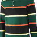 Men's Polo Shirts Long Sleeve Striped Dry Fit Casual Collared Pique Golf Polo Shirts for Mens (XL)