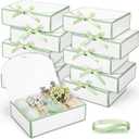 Silkfly 12 Pcs Bridesmaid Proposal Box with Ribbon, 10.6 x 8 x 3.15 Inch Gift Boxes with Lids Paper Gift Boxes for Wedding Baby Shower Birthday Party Present Packaging(White,Sage Green)
