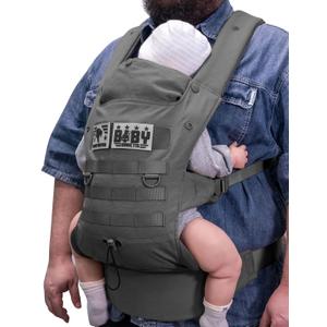 Ergonomic Lumbar Support Baby Carrier for Infants to Toddlers (8-33 lbs), Cozy and Lightweight Military Baby Carrier for Big and Tall Parents-Dark Grey