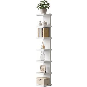 Versatile 7 Tier Wall Shelf Unit, Floating Shelves for Wall (Round Corner), Vertical Lack Wall Shelf for Bedroom, Vanity, Living Room, Home Decor Makeup Organizer Display, White