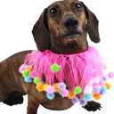 Midlee Pink Birthday Pom Pom Dog Collar (Small)