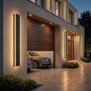 24in Modern Outdoor Wall Light, IP65 Waterproof Outdoor Wall Sconce, 3000K-6000K Dimmable LED Black Garage Lights, Exterior Wall Lighting, Anti-Rust Linear Long Outdoor Light, 1pc-24in*4.33in