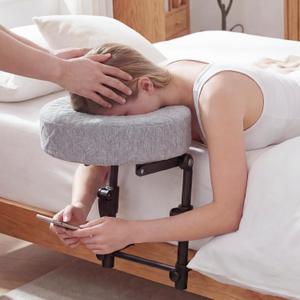Portable Massage Headrest for Bed, Easy-Install Adjustable Face Cradle with Memory Foam for Couples, Home Spa & Recovery, Fits 6-17 Mattress, Grey