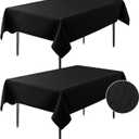 2 Pack Rectangle Tablecloth - 60x104 Inch - Linen Textured Table Cloth Wrinkle Free Washable Decorative Fabric Table Cover for Buffet Banquet Parties Event Holiday Dinner. Black