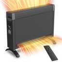 BREEZEHEAT Electric Panel Heaters-Convection Space Heater, Fan less Quiet Room Heating for Bedroom/Office w/LED Digital Display, Adjustable Temperature, Timer, Remote Control, Black