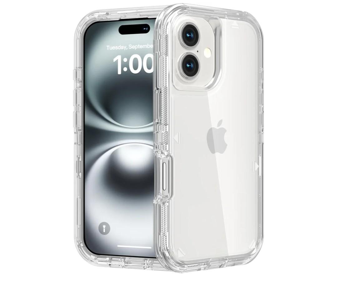 for iPhone 16 Case, Heavy Duty Shockproof Protection Phone Cases, Anti-Drop, Dual Layer Transparent Protective Cover Compatible with iPhone 16, 6.1 inch,Crystal Clear