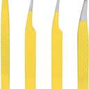 M LASH Tweezers for Eyelash Extensions (Set of 4) - Professional Lash Extension Tweezers - Fiber Tip, Japanese Steel, Diamond Grip Eyelash Extension Tweezer (Yellow)