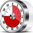 Visual Kitchen Timer for Cooking and Kids with Loud Alarm, Classroom Timers for Desk, No Batteries Required, Mechanical Desk Timer, Magnetic Egg Timer for Study, Chef Clock, Stainless Steel, Countdown