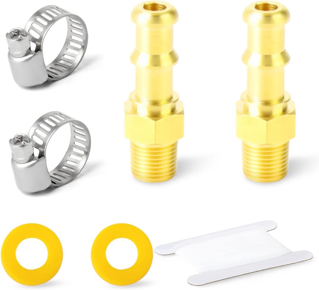 GASHER 2PCS Brass Swivel Push On Hose Fittings 3/8" Barb x 5/8"-18 ThreadsInverted Flare With Rubber Ring Union for Fuel/AIR/Lquid/Gas