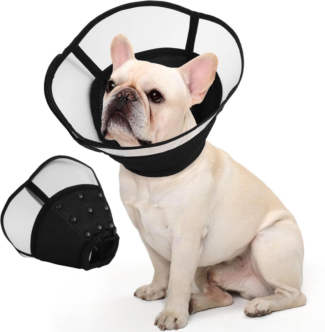 Allroaring Dog Cone Collar, Soft Dog Cones for Medium Dogs After Surgery, Adjustable Pet Cone for Dogs to Stop Licking, Breathable Doggie Elizabethan Collar for Wound Care Spay Neuter, Black M (Medium (Neck Girth: 11" - 14.1"), Balck)