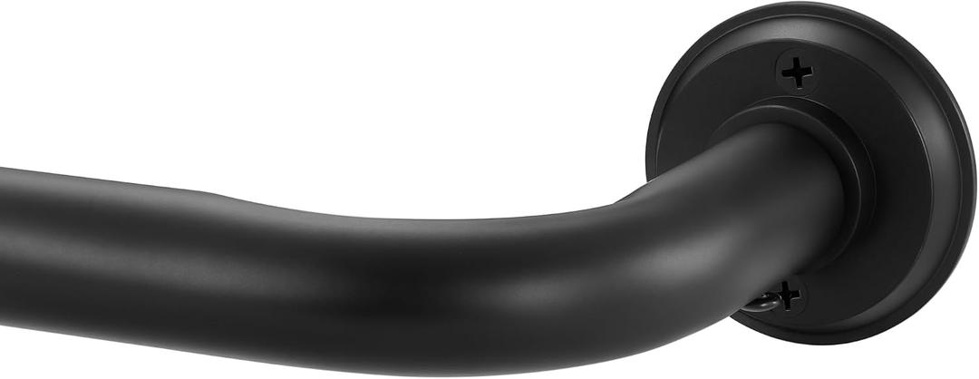 1 1/8 Inch Diameter Room Darkening Curtain Rods 48-84, Heavy Duty Window Wrap Around Drapery Rod with Aluminum Bracket, All Accessories, Wall Mounted Ceiling Mounted, Adjustable Length, Matte Black