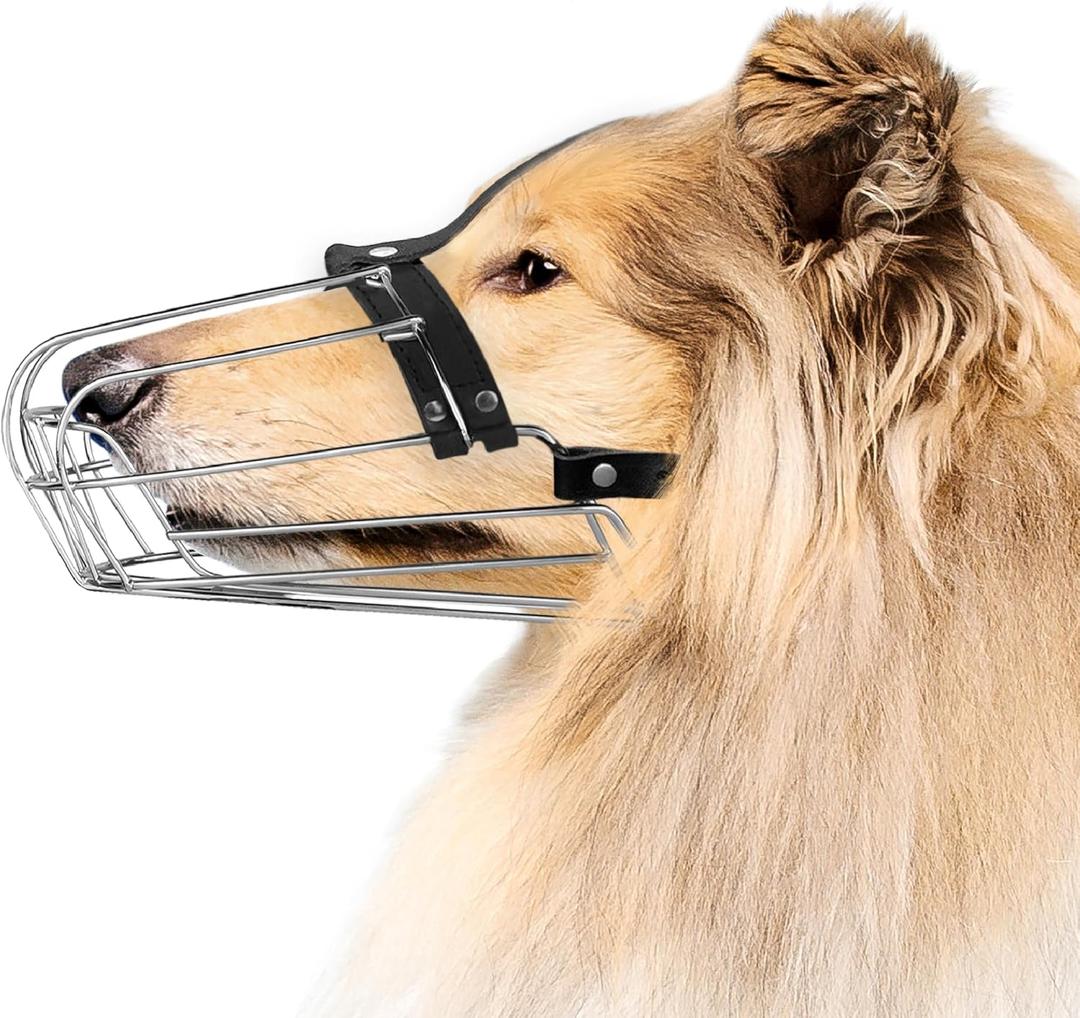 BRONZEDOG Wire Basket Dog Muzzle, Breathable Metal Mask for Dogs, Adjustable & Padded, Training & Behavior Support (Size 8)