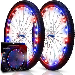 Activ Life 2-Tire Pack LED Bike Wheel Lights with Batteries Included, Get 100% Brighter and Visible from All Angles for Ultimate Safety and Style