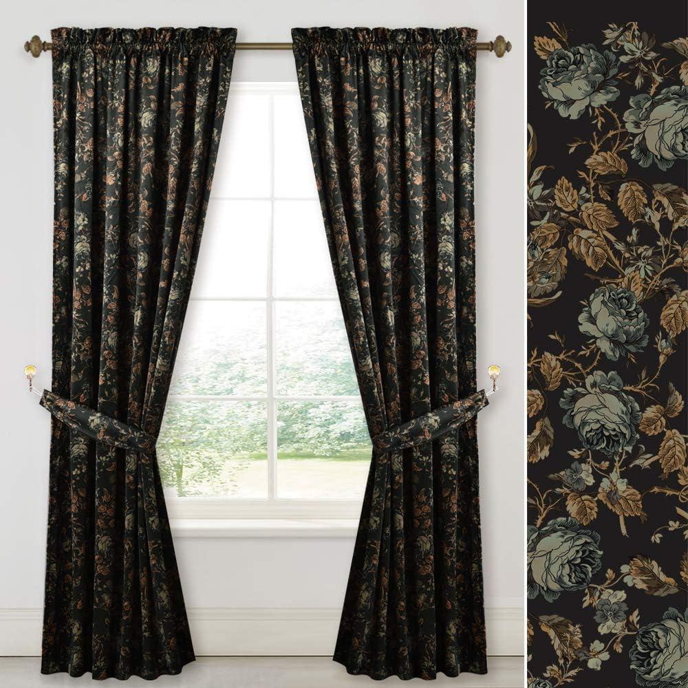StangH Floral Black Velvet Curtains for Living Room - Retro Home Decor Room Darkening Window Curtain Panels for Bedroom, Thermal Insulated Privacy Drapes for Sliding, W52 x L108, 2 Panels StangH Floral Black Velvet Curtains for Living Room - Retro Home Decor Room Darkening Window Curtain Panels for Bedroom, Thermal Insulated Privacy Drapes for Sliding, W52 x L108, 2 Panels
