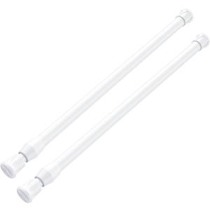 MEXAU White Tension Curtain Rod 16 - 28 inch Spring Tension Rod Curtain Rod Adjustable Spring Rod Extendable Tension Rod for Kitchen, Bathroom, Window, Closet.