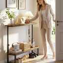 Homde 2-Tier Narrow Console Table: 39.4" Industrial Design with Outlets, 39.3" Length