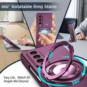 Phone Case for Samsung Galaxy Z Fold 3 5G Cover, Magnetic Stand Ring Holder Shockproof Slim Cell Cover Protective Compatible with Samsung Galaxy Z Fold3 (Purple)