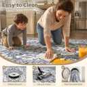 Washable 8x10 Area Rug, Vintage Rugs for Living Room, Blue/Grey | Non-Slip, Stain Resistant, Soft Low Pile Carpet for Bedroom, Dining Room, Nursery, Office, Kid & Pet Friendly Home Decor