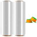 Ealyder Tape 2 Rolls Clear Stretch Wrap 12" x 1000 FT x 80 Gauge, Industrial Heavy Duty Stretch Wrap Shrink Film, Durable Self-Adhering for Packing, Moving, Pallet, Included Wrap Holder