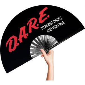 33cm Folding Rave Fan - Dare to Resist - Loud Clack Festival Fans, Festival Fan, Club Fan, Bamboo Fan - for Events, Dance, Performance, Festivals - DARE
