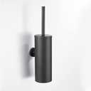 FVITA Toilet Brush Wall Mount Toilet Brush with Holder for Bathroom Stainless Steel Matte Black (Round)