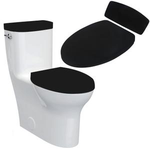 Sliverdew Toilet Lid Cover and Toilet Tank Lid Cover Toilet Cover with Elastic Bottom Fabric Cover for A Lid Toilet Tank Toilet Top Cover Back of Toilet Tank Cover Replacement (Black)