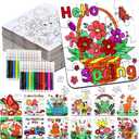 24Pcs Spring Arts and Crafts for Kids & Adults Bulk, Spring DIY Craft Puzzle Kit with Flower Butterfly Bee Bunny, Easter Activities Jigsaw for Classroom Party Favors April Gift Break Projects Supplies