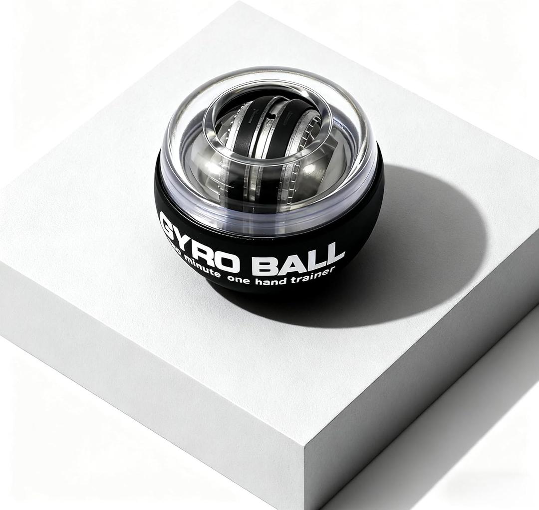 Gyro Power Wrist Trainer Ball - Strengthen Arms, Fingers, Wrist Muscles & Bones. Features Vibrant LED Lighting - Manual Spin for Fitness & Rehab!