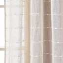 Lush Decor Farmhouse Textured Grommet Sheer Window Curtain Panel Pair, 38"W x 95"L, Beige