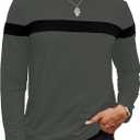 Hardaddy Men's Long Sleeve Tee Shirts Color Block Pullover Casual Basic T-Shirts (Large, Deepgray)