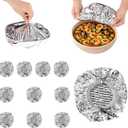 60pcs Reusable Aluminum Foil Food Covers, Premium Pop Up Foil Food Covers Universal Kitchen Heat Shield Lids for Bowls Plates Storage Containers (Silver)
