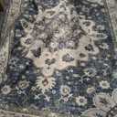 Washable Living Room Area Rug - 8 x 10 Stain Resistant Medallion Soft Bedroom Rugs Distressed Design Non Shedding Carpet for Indoor Outdoor Floor Coverings (8x10 Blue)