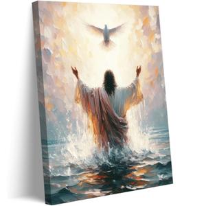 HHB Jesus Baptism Canvas Wall Art Canvas Wrapping 16x24in