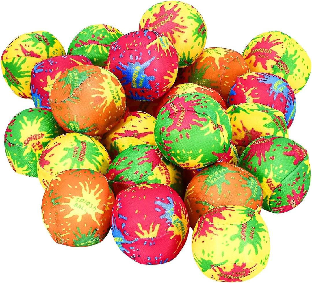 HFATMOS 24 Pcs Water Splash Balls Float Mini Water Bomb Absorbent Ball Bulk for Beach Pool Party Favors Outdoor Game Activities