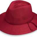 Wallaroo Hat Company Womens Victoria Fedora  UPF 50+ UV Protection, Wide Brim, Medium Size, Packable & Adjustable Sun Hat (Cranberry)