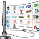 Digital TV Antenna for Smart Tv Indoor, 360 Reception Digital HDTV Antenna for Local Channels, Supports 1080P and 4K, Strong Magnetic Base -All TV (Blue+Black)