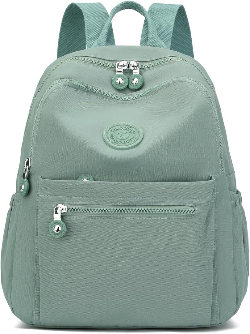 Tanweibago Mini Nylon Women Backpacks,11L Small Ladies backpacks Casual Lightweight Women Shopping Travel Daypack (Light Green)