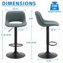 YOUNIKE Bar Stools Set of 2 Modern Swivel Barstools, Adjustable Counter Height Bar Stools Faux Leather Upholstered Counter Stools with Hollow Back for Kitchen Island, Greyish Green, Large