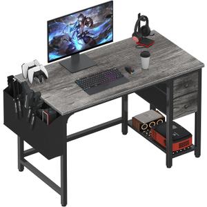 Lufeiya Computer Desk with Fabric Drawers, 40 Inch Gaming Desk for Small Space Home Office, Modern Simple Study Writing Table PC Desks for Bedroom, Gray (Grey)